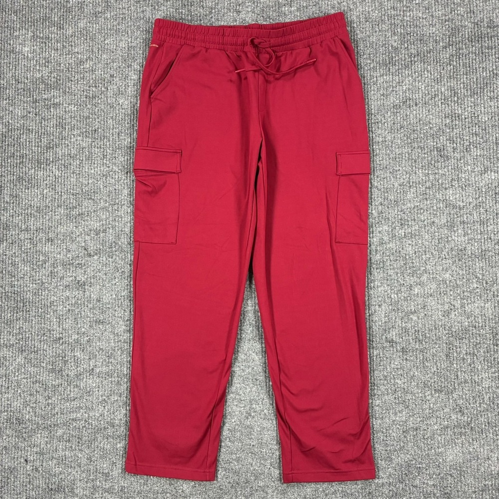 Mondetta Performance + Luxury Cargo Jogger Pants Womens Size L Red Pull On